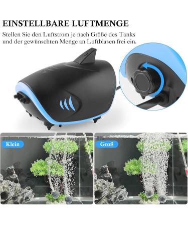 Buy FEDOUR 300LPH Ultra Quiet Aquarium Air Pump - 2 Outlets 3W Adjustable Shark-Shaped For Up to 350L Aquariums - International Shipping Available - Buy Online on SooperMarket.com