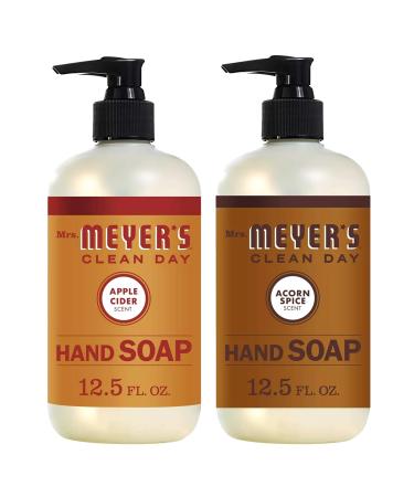 Mrs Meyers Clean Day Hand Soap- Apple Cider Bundle With Acorn Spice 12.5 Fl Oz ( 2 Bottles )