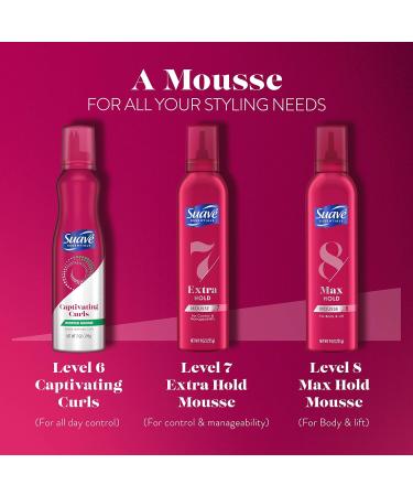 Suave Max Hold 8 Volumizing Mousse - 9 Oz Pack of 2 for Fine Wavy & Curly Hair | Moisturizing Volume Foam - Buy Online on SooperMarket.com