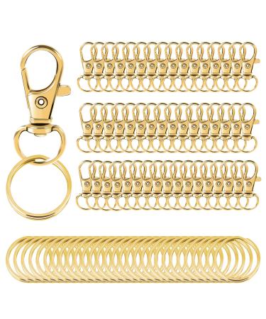100PCS Gold Swivel Clasps Lanyard Snap Hooks with Key Rings, Key Chain Clip Hooks Lobster Claw Clasps for Keychains Jewelry DIY Crafts
