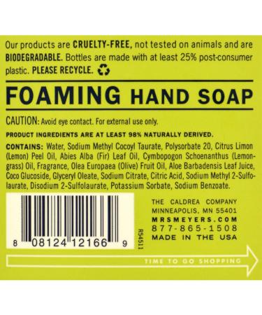 Mrs Meyers Foaming Hand Soap Lemon Verbena 10 Oz - Eco-Friendly Moisturizing and International Shipping Available - Buy Online on SooperMarket.com