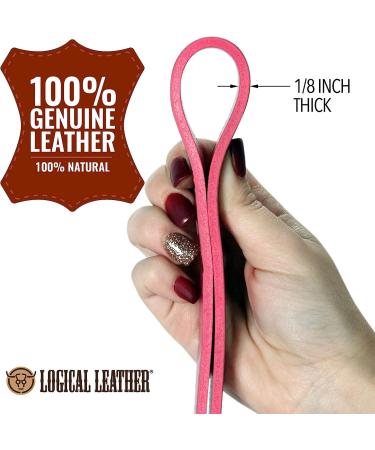 Logical Leather 6ft Heavy Duty Full Grain Leather Dog Leash - Pink - Buy Online on SooperMarket.com