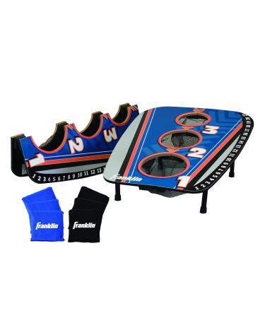 Franklin Sports Bean Bag Toss Yard Game  3 Hole Cornhole Board Set  with 6 Bean Bags Blue - Foldable