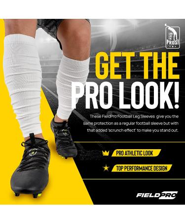 FieldPro Football Leg Sleeves - 2 Pairs | Adult & Youth Sizes | 6 Colors Available | Calf Compression for Men | Medium Size in Black/White - Buy Online on SooperMarket.com
