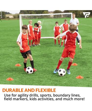 Pro Disc Cones Set of 50 with Carry Bag - Agility Soccer Basketball Football Training Equipment for Kids - Includes 15 Cone Drills Book - Buy Online on SooperMarket.com