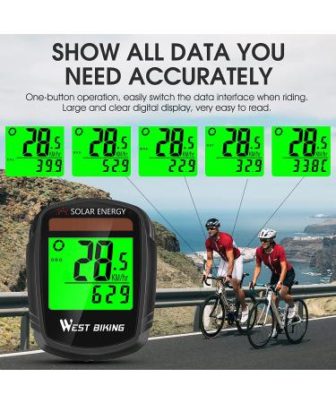 Bike Computer with Solar Energy | Wireless Bicycle Speedometer & Odometer | Waterproof LCD Backlight | Multi-Function Cycling Computer - Buy Online on SooperMarket.com