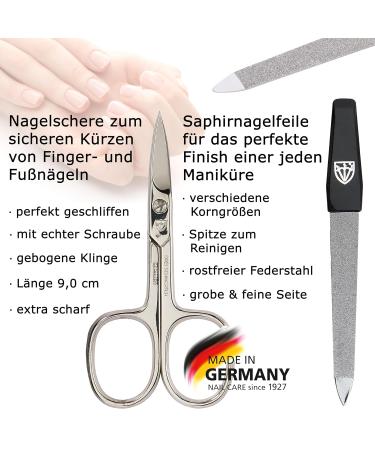 Three Swords Capri 4-Piece Nail Care Set | High-Quality Manicure & Pedicure Tools | Jeans Fabric Nail Scissors Clippers Tweezers Sapphire Nail File | International Shipping Available - Buy Online on SooperMarket.com