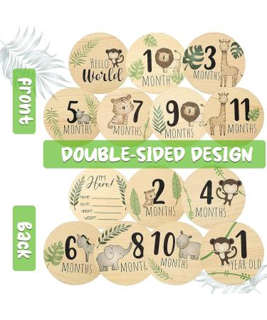 Baby Milestone Cards Set | 7 Wooden Monthly Cards & 8 Festival Stickers | Baby First Year Growth Props for Unisex | Baby Shower Gifts - Buy Online on SooperMarket.com