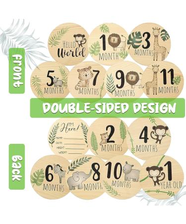Baby Monthly Milestone Cards KAMHBE 7 Pcs Wooden Baby Milestone Cards with 8 Pcs Festival Milestone Stickers Double Printed Baby First Year Growth Photo Props Baby Shower Gifts - Buy Online on SooperMarket.com