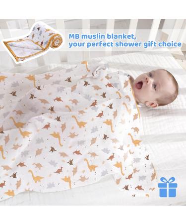 Miracle Baby Muslin Swaddle Blanket for Boys and Girls - Grey Dinosaur Print - 110x150cm - Summer Cotton - Double Layered - Buy Online on SooperMarket.com
