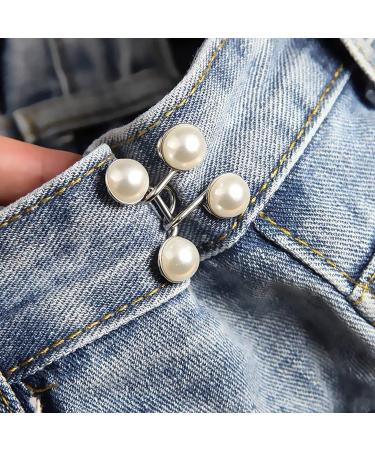 Qkari Adjustable Jean Button Pins - No Sewing Required - White Pearl - Buy Online on SooperMarket.com