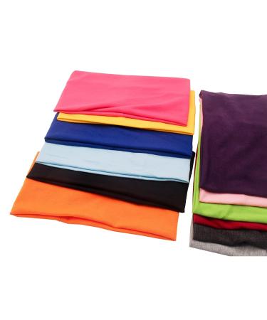 Yeshan Pack of 12 Wide 5 Inch Wicking Athletic Bandana Headbands - Candy Colors - Stretchy Head wrap for Sports and Fashion - Buy Online on SooperMarket.com