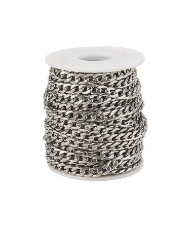 LiQunSweet 33FT(10 Meters) Hypoallergenic 304 Stainless Steel Strong Twisted Cuban Curb Chains Unwelded with Spool Roll for DIY Jewelry Making - 9x6mm 10m twist chain_9x6mm 9x6mm
