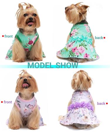 CUSOZWO Small Dog Clothes - 2 Pack Flower Dog Dress for Small Dogs and Cats - Elegant Spring Princess Skirt Outfit (M) - Buy Online on SooperMarket.com