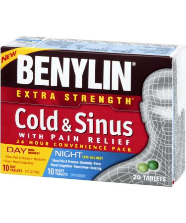BENYLIN Extra Strength Cold and Sinus Caplets Relieves Cold and Sinus symptoms Daytime and Nighttime Convenience Pack 20ct - Buy Online on SooperMarket.com