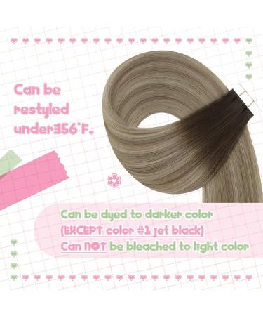 Youngsee Tape in Hair Extensions - Real Balayage 45cm | Invisible Tape Remy Real Hair 50g 20pcs - #3/8/22 for Seamless Volume & Length - Buy Online on SooperMarket.com