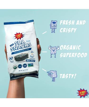 KPOP Sea Snacks - Premium 5g Roasted Seaweed Lightly Salted | Vegan & Certified Organic | Non-GMO & Gluten Free | Korean Snack Packs (24 Pack) - Buy Online on SooperMarket.com
