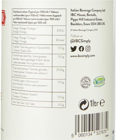 Simply Sugar Free Syrup Low Calorie Vegan & Nut Free Flavoured Syrup for Coffee Cocktails & Baking (1 Litre) - Buy Online on SooperMarket.com