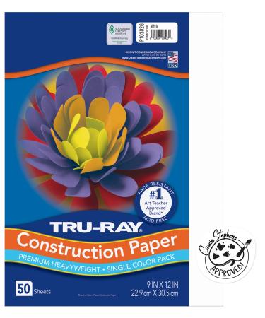 Pacon Tru-Ray Heavyweight Construction Paper  White  9 x 12  50 Sheets