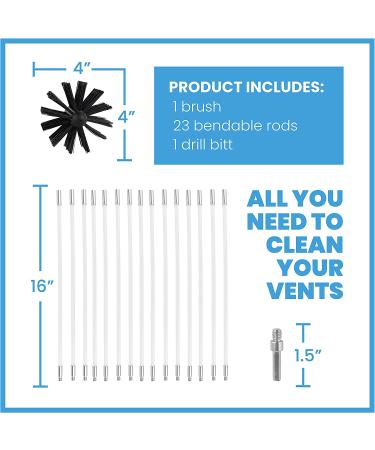 Lint Remover Kit - 30ft Dryer Vent Cleaner with Drill Attachment | Reusable Nylon Brush for Fast Cleaning | NO-Risk 100-Day Warranty - Buy Online on SooperMarket.com