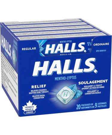 HALLS Regular Cough Drops Throat Lozenges Sore Throat Relief Mentho-Lyptus 9 Lozenges Cough Drops Regular 9 Count (Pack of 20) - Buy Online on SooperMarket.com