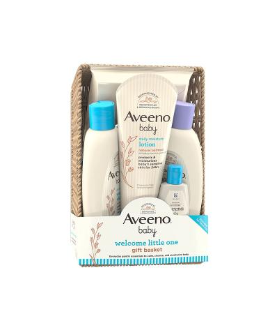 Aveeno Baby Welcome Little One Gift Basket - Baby Skincare Set with Body Wash, Shampoo, Bath Wash, Wipes, and Lotion - Buy Online on SooperMarket.com