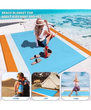 Famstar Beach Blanket Oversized Extra Large79 X 83" Waterproof Sandproof Beach Blanket 1-7 Adults Lightweight Durable for Travel Camping Hiking Picnic (79" X 83"  Orange&Blue) 79" X 83" Orange - Buy Online on SooperMarket.com