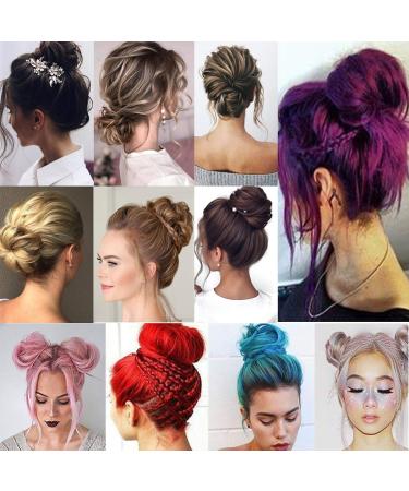 Synthetic Messy Hair Bun Scrunchie Updo in Purple - Bridal & Wedding Hairpiece for Women & Kids - Buy Online on SooperMarket.com