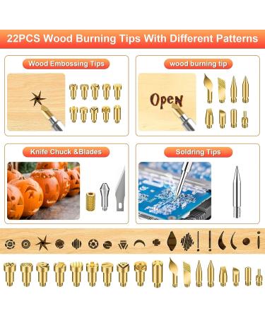 45PCS Wood Burning Kit with 22 Carving Tips | Adjustable Temperature 200-420 | Professional Craft Tool Set for Beginners and DIY Carving - Yellow - Buy Online on SooperMarket.com