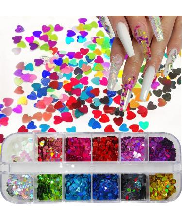 Holographic Nail Glitters Sequins Set - 4 Boxes | Butterfly, Heart, Alphabet, Star | Chunky Flakes for Nail Art, Craft, Makeup - Mixed Colors - Buy Online on SooperMarket.com