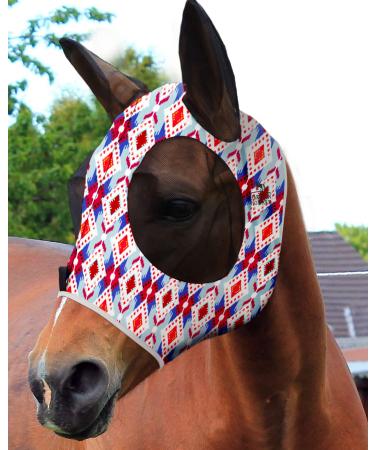 Harrison Howard Super Comfort Stretable fly mask for horses with UV protection soft on the skin with breathable activity tribal abstract XL extra full size Extra Size tribal abstract