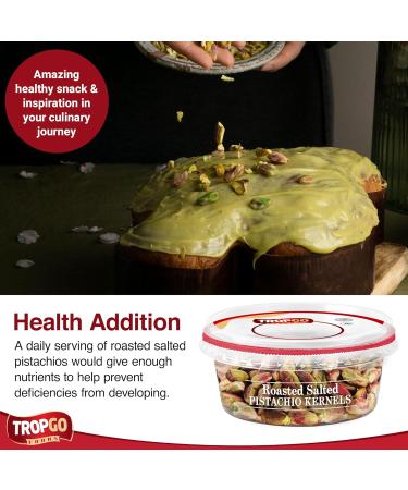Tropgo Roasted Salted Pistachios Kernel 100g - Nuts in Resealable and Recyclable Tub - Healthy Jumbo Nuts with Fibre Protein and Essential Minerals - Healthy Snacks for All Ages - Buy Online on SooperMarket.com