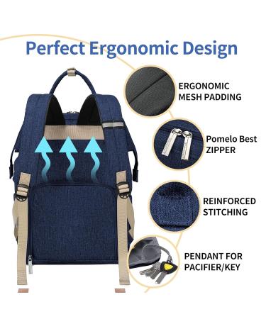 Stylish Pomelo Baby Diaper Backpack - Multifunctional Water-Repellent Large Capacity with Diaper Pad - New Blue Version - Buy Online on SooperMarket.com