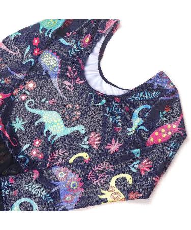 Girls Long Sleeve Skirted Leotard for Gymnastics & Dance | Blue Dinosaur | 2-3T - Buy Online on SooperMarket.com