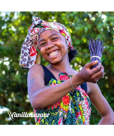 Vanillabazaar Grade A Organic & Fairtrade Madagascan Vanilla Pods - 5 Bourbon Premium Beans in Resealable Tube for Chefs & Baking - Buy Online on SooperMarket.com