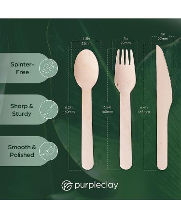 360-Piece Wooden Compostable Utensils Set | Eco-Friendly Biodegradable Cutlery for Parties | Sturdy Disposable Wood Forks, Spoons, and Knives - Buy Online on SooperMarket.com