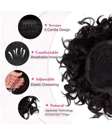 REECHO Large Curly Wave Fake Bun Hairpiece for Women - Black Brown Updo Extension - Buy Online on SooperMarket.com