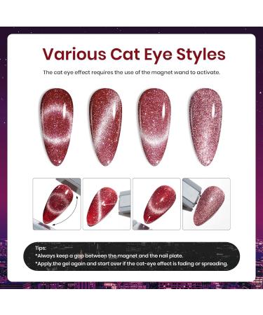 Beetles Gel Nail Polish Kit - 6 Colors Holographic Cat Eyes Red Navy Blue Purple Glitter Black Set with Magnet, LED Lamp - DIY Manicure Kits for Women - Buy Online on SooperMarket.com