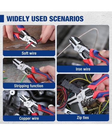 WORKPRO Diagonal Cutting Pliers with Wire Stripper 200mm Heavy Duty Cr-V Wire Cutters Multi-Function High Leverage Side Cutters Industrial Pliers - Buy Online on SooperMarket.com