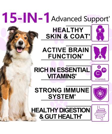 15-in-1 Dog Vitamins and Supplements 150 Chews Dog Vitamins for Dogs Hip and Joint Skin Coat Skin Health Gut Health Heart Health for All Breeds and Ages Dogs - Buy Online on SooperMarket.com