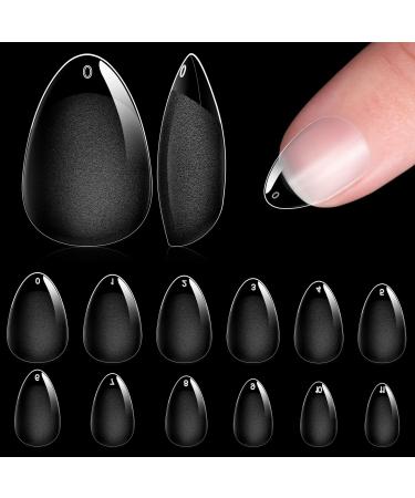 AOREAM Extra Short Almond Nail Tips Soft Gel Matte Nails with 240pcs Fake Press on Full Cover Tip Clear Gel Matte Nails with 11 Sizes Short Almond Nails for Nails Salon DIY Home Short Square-240