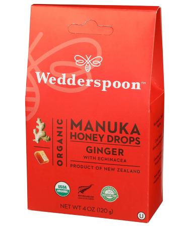Wedderspoon Organic Manuka Honey Drops with Ginger & Echinacea - 4 oz | Natural Wellness - Buy Online on SooperMarket.com