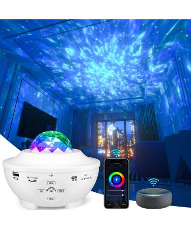 ARTINABS Galaxy Projector Star Projector Voice Control with Alexa Smart LED Night Light Projector 10 Color Modes Waves Nebulae Stars Music Lamp Projector for Kids Adult Gifts Bedroom Decoration White