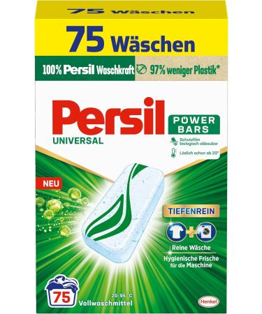 Persil Power Bars Universal Detergent (75 Wash Loads) - Eco-Friendly Pre-Dose Full Detergent for Pure Hygienic Laundry Care - Buy Online on SooperMarket.com