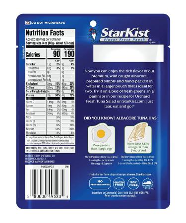 Starkist Wild Caught Albacore White Tuna 6.4oz Pouch | Sustainable Tuna in Water - Buy Online on SooperMarket.com