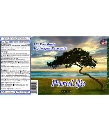 PureLife 12% Hydrogen Peroxide Food Grade in Distilled Water 16 Oz - No Stabilizers, Pack of 1 - Buy Online on SooperMarket.com