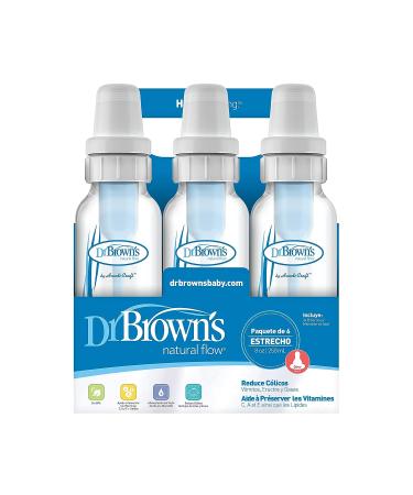 Dr. Brown's Natural Flow Feeding Bottle 6PK Clear with Blue Writing - 250ML (8OZ) - Buy Online on SooperMarket.com