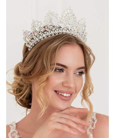 SWEETV Vintage Baroque Wedding Tiara for Bride | Jeweled Queen Crown - Ideal for Birthday, Quinceanera, Prom - Multicolored - Buy Online on SooperMarket.com