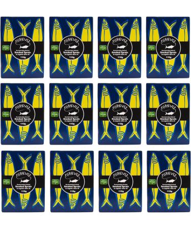 Fish 4 Ever - 12x 110g Smoked Sprats In Organic Extra Virgin Olive Oil - Sustainably Fished. Tin Canned Food Rich In Omega-3. Great With Fresh Bread Pasta and Salads (Pack of 12) - Buy Online on SooperMarket.com