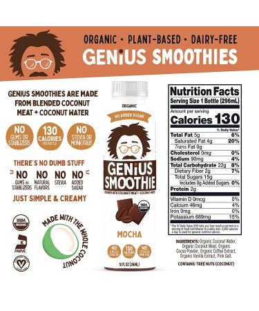 Genius Juice Organic Coconut Smoothie 6-Pack | Nutrient-Rich Meal Replacement with Whole Coconut | Low Calorie Vegan Drink | Dairy-Free & No Added Sugars - Buy Online on SooperMarket.com